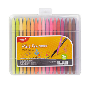 韩国慕那美（monami）纤维笔水性勾线笔彩色中性笔手账笔0.4mm 36色套装04008Z37