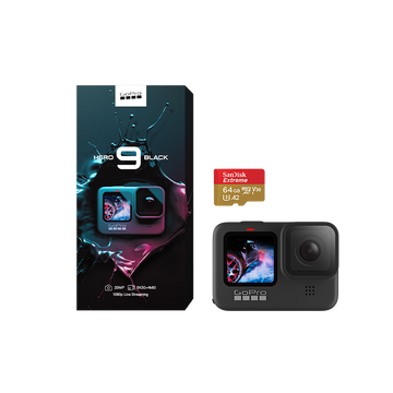 GoPro HERO9 Black 5K运动相机 Vlog数码摄像机 新手套装（含单机标配+64G内存卡）