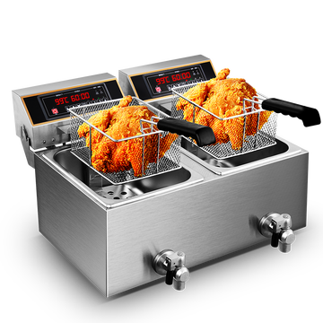 威尔宝WIBUR 电炸炉油炸锅商用大容量炸鸡排炸薯条炸串智能定时电炸锅 W-G-EF-172GZ（34升双缸）