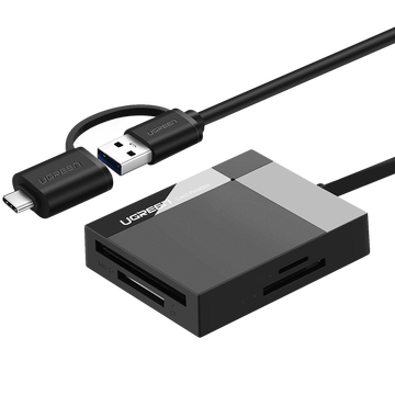 绿联 USB-C3.0读卡器多合一带Type-C OTG 支持SD/TF/CF/MS相机手机内存卡 多卡多读 带Type-C OTG款