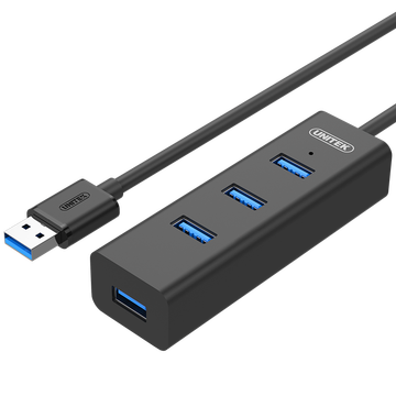 优越者usb分线器 高速扩展USB3.0 4口HUB集线器延长线 电脑笔记本一拖四 黑色 0.6米