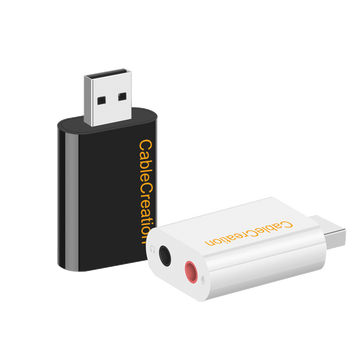 CABLE CREATION CD0287 USB外置独立声卡 免驱发烧级声卡 稳定兼容台式机笔记本电脑外接耳机话筒K歌 黑色