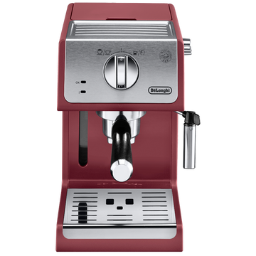 Delonghi德龙意式家用半自动咖啡机 15Bar泵压手动制作奶泡卡布奇诺ECP33.21.R 红色