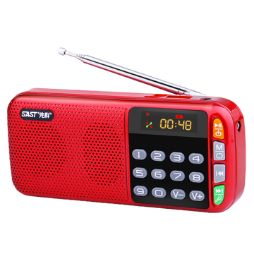 先科（SAST） 先科收音机老人半导体老年人播放器 迷你广播插卡便携式可充电随身听听歌听戏评书唱戏机 中国红(送内存卡5288首综合卡)