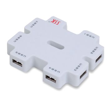 飚X（SSK）SHU011 积木集线器HUB 一拖七口USB扩展分线器 带电源适配器
