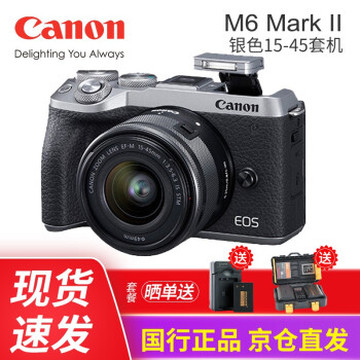 佳能（Canon）m6二代 EOS M6 MARK II Vlog微单相机m6II代美颜数码照相机 配15-45 银色镜头拆【街拍】 32G卡套餐一