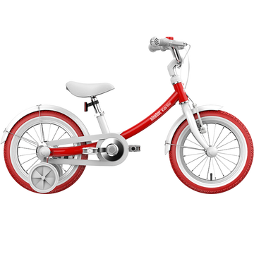 Ninebot九号儿童自行车脚踏车带辅助轮 小孩宝宝男女童2-3- 4-5-6岁铝合金单车14寸红色